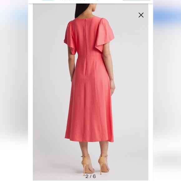 DKNY Flutter Sleeve Crinkle Dress - Picture 2 of 9